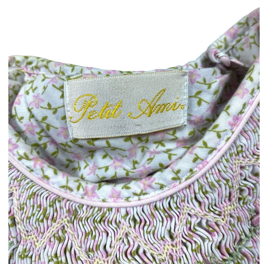 Petit Ami Pink Smocked Heirloom Bishop Dress Embroidered Floral 3T Classic Party - Picture 2 of 10